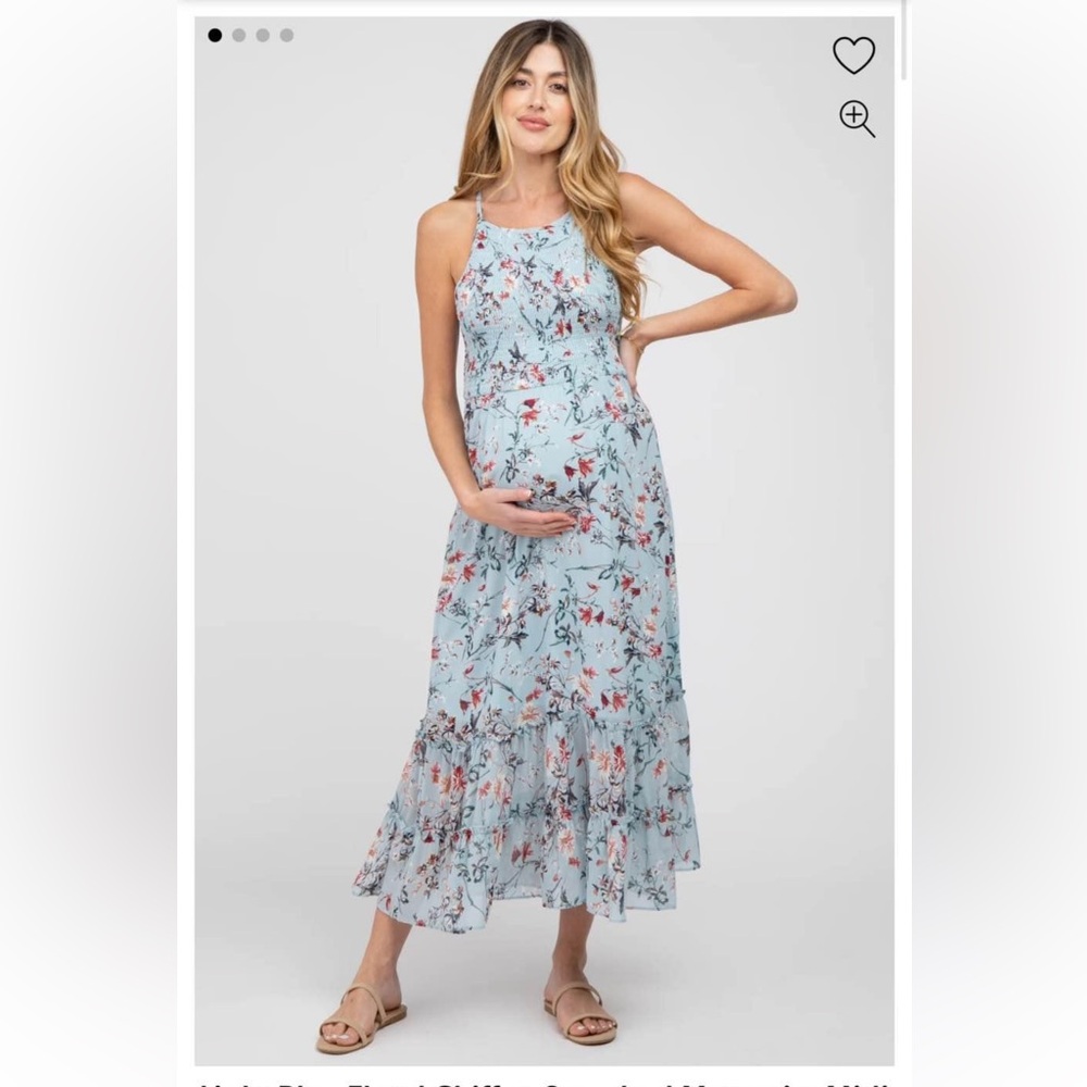 pinkblush floral maternity midi dress